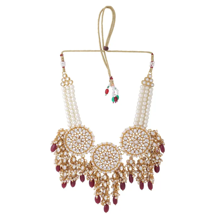Yellow Chimes Bracelets Yellow Chimes Jewellery Set for Women and Girls Kundan Necklace Set Gold Plated Green Beads Studded Kundan Choker Necklace Set Birthday Gift for girls and women Anniversary Gift for Wife