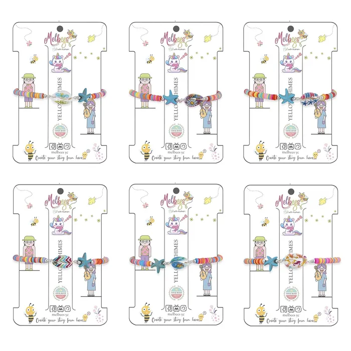 Yellow Chimes Bracelets Yellow Chimes kids Jewellary 6 Pcs Kids Jewelry for Girls Woven Friendship Unique Painted Charm Bracelets Return Gift Give Aways Return Gift Set for Kids Girls