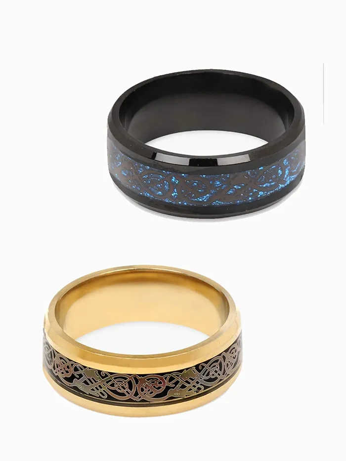 Yellow Chimes Bracelets Yellow Chimes Rings for Men Pack of 2 Combo Rings Stainless Steel Ring Blue Black and Gold tone Dragon Celtic Rings Combo for Men and Boys Ideal Gift For Men and Boys Yellow Chimes Bracelets Yellow Chimes Rings for Men Pack of 2 Combo Rings Stainless Steel Ring Blue Black and Gold tone Dragon Celtic Rings Combo for Men and Boys Ideal Gift For Men and Boys
