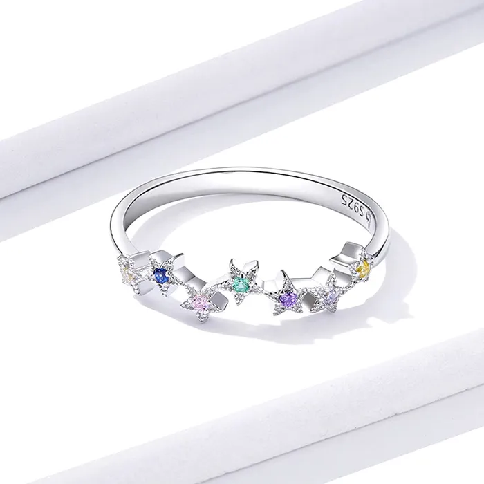 Yellow Chimes Classic 925 Sterling Silver Hallmark and Certified Purity Star Crystal Silver Ring for Women and Girls YCSJRG07CRLSTRSL Yellow Chimes Necklaces