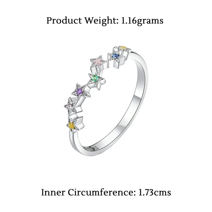 Yellow Chimes Classic 925 Sterling Silver Hallmark and Certified Purity Star Crystal Silver Ring for Women and Girls YCSJRG07CRLSTRSL Yellow Chimes Necklaces
