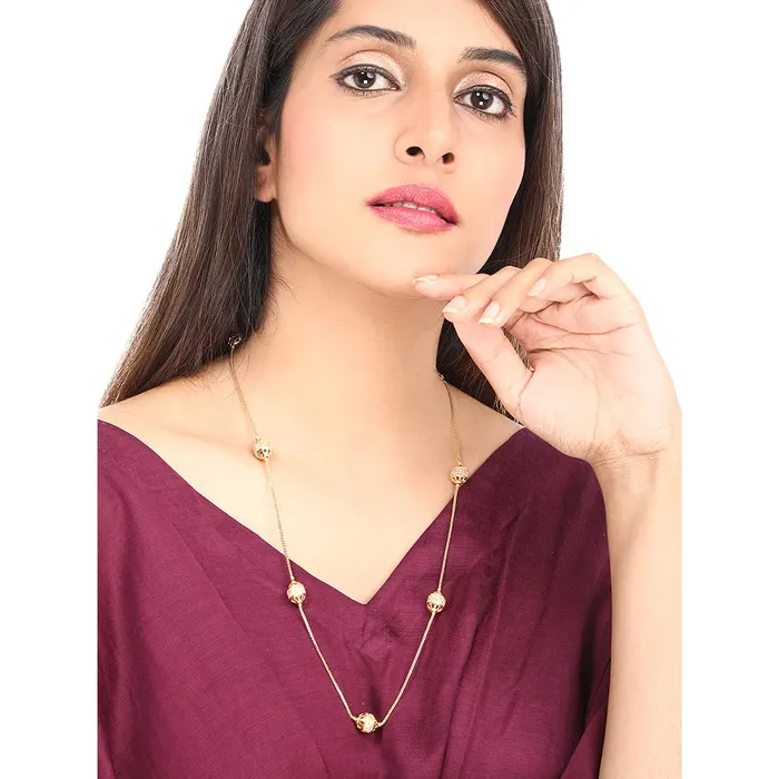 Yellow Chimes Classic ADAmerican Diamond Studded Gold Plated White Crystal Ball Chain Design Necklace for Women and Girls Gold White Medium YCADNK01BALCHNGL Yellow Chimes Necklaces