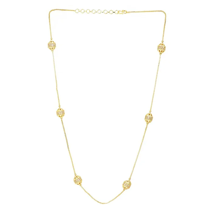 Yellow Chimes Classic ADAmerican Diamond Studded Gold Plated White Crystal Ball Chain Design Necklace for Women and Girls Gold White Medium YCADNK01BALCHNGL Yellow Chimes Necklaces