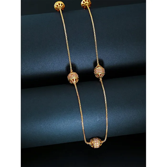 Yellow Chimes Classic ADAmerican Diamond Studded Gold Plated White Crystal Ball Chain Design Necklace for Women and Girls Gold White Medium YCADNK01BALCHNGL Yellow Chimes Necklaces