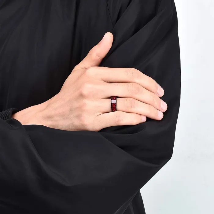 Yellow Chimes Combo Black Blue Red Band Rings For Men Pack of 2 Stainless Steel Men Rings Dragon Celtic Design Black Red Blue Finger Rings for Boys Ideal Gift For Men and Boys Yellow Chimes Earrings