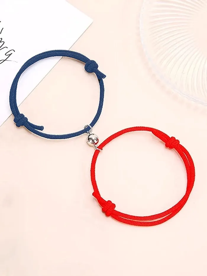 Yellow Chimes Combo Bracelets for Unisex Set Of 2 Pcs Black Red Adjustable Threaded Attraction Ball Bracelet for Unisex AdultsBoys and Girls Yellow Chimes Rings