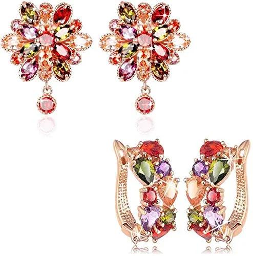 Yellow Chimes Combo of 2 Pairs Sparkling Double Flower Fine Work Swiss Cubic Zircon Gold Plated Clip On Earrings for Women and Girls Yellow Chimes Bracelets Yellow Chimes Combo of 2 Pairs Sparkling Double Flower Fine Work Swiss Cubic Zircon Gold Plated Clip On Earrings for Women and Girls Yellow Chimes Bracelets
