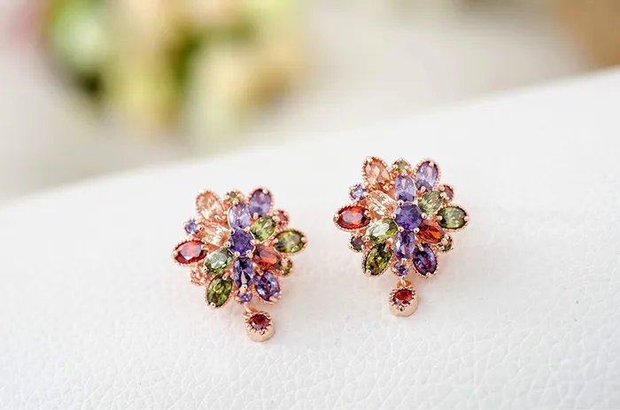 Yellow Chimes Combo of 2 Pairs Sparkling Double Flower Fine Work Swiss Cubic Zircon Gold Plated Clip On Earrings for Women and Girls Yellow Chimes Bracelets