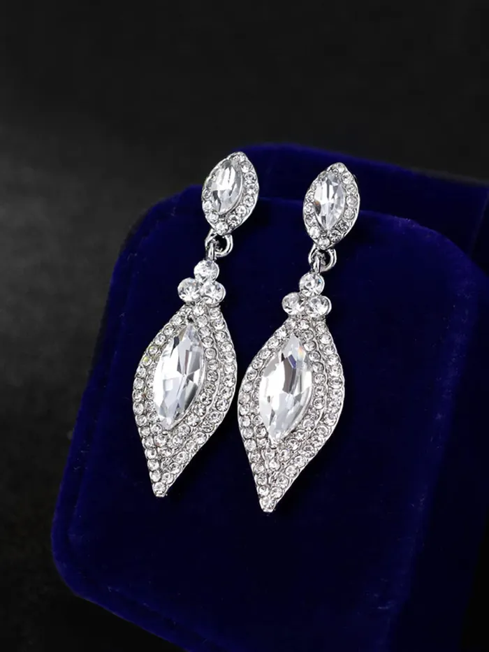 Yellow Chimes Crystal Earrings for Women SilverPlated White Crystal Drop Earrings For Women and Girls Yellow Chimes Earrings