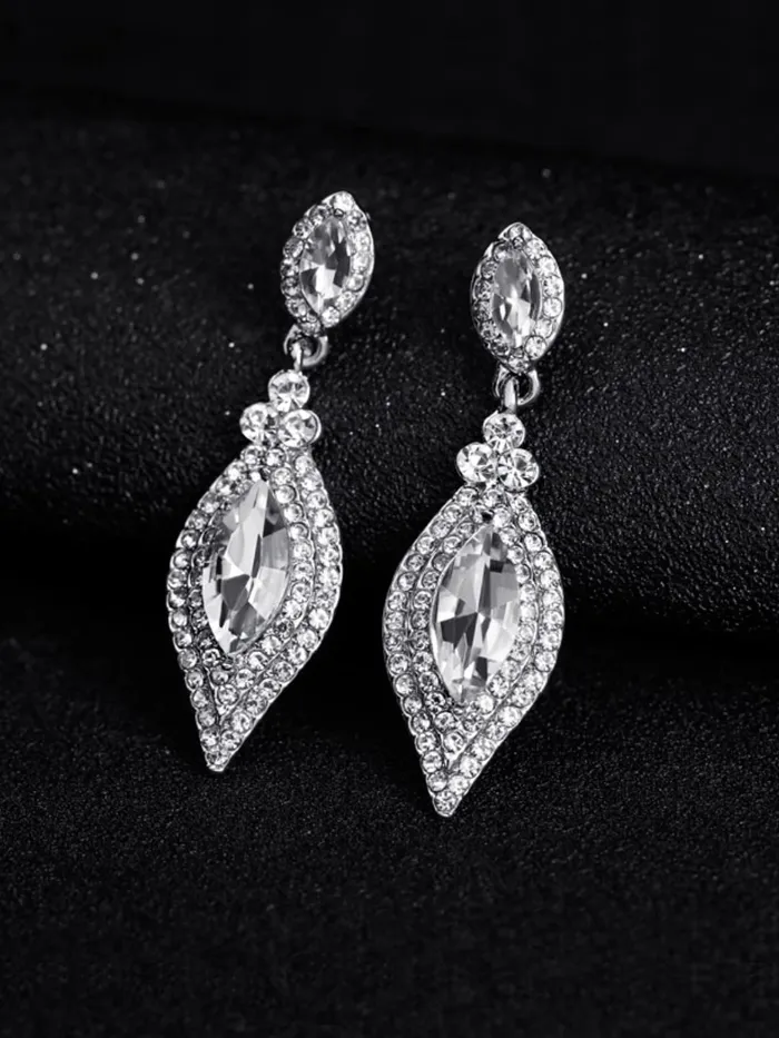 Yellow Chimes Crystal Earrings for Women SilverPlated White Crystal Drop Earrings For Women and Girls Yellow Chimes Earrings
