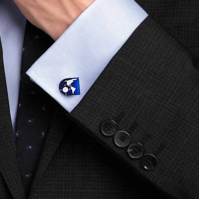 Yellow Chimes Cufflinks for Men and Boys Blue Cuff links Formal Stainless Steel World Map Shape Cufflink Birthday Gift for Men Boys Anniversary Gift for Husband Yellow Chimes Rings