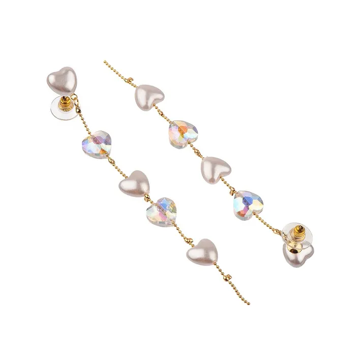 Yellow Chimes Earrings for Women and Girls Dangler Earrings Silver Tone Pearl Studded Heart Drop Dangler Earrings Birthday Gift for girls and women Anniversary Gift for Wife Yellow Chimes Necklaces
