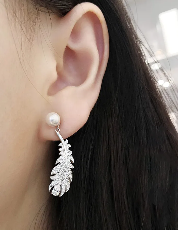 Yellow Chimes Earrings for Women and Girls Drop Earrings for Girls Silver Toned Leaf Drop Designed with Pearl Drop Earrings Birthday Gift for girls and women Anniversary Gift for Wife Yellow Chimes Earrings