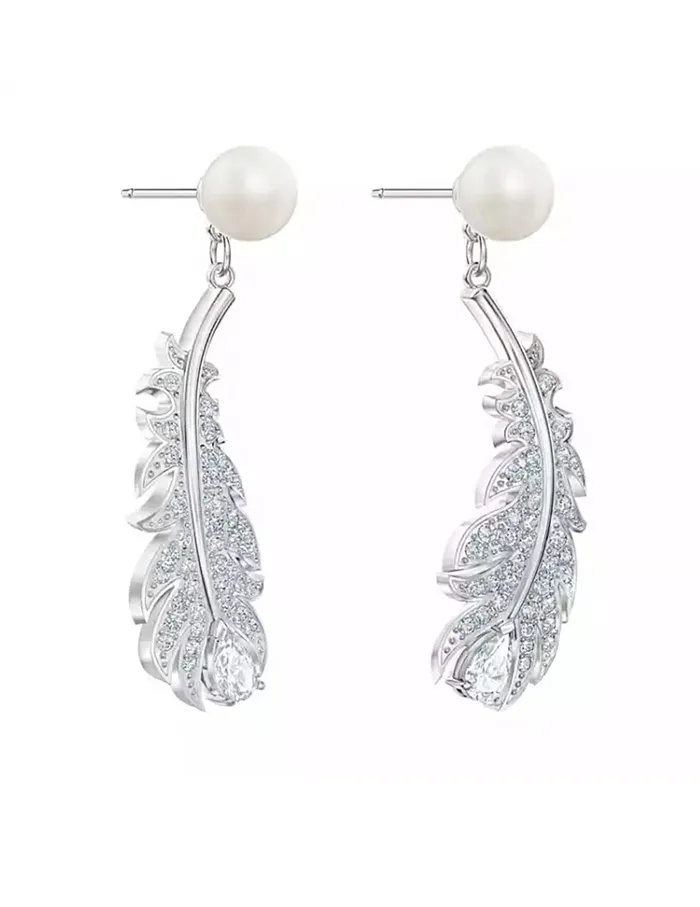 Yellow Chimes Earrings for Women and Girls Drop Earrings for Girls Silver Toned Leaf Drop Designed with Pearl Drop Earrings Birthday Gift for girls and women Anniversary Gift for Wife Yellow Chimes Earrings
