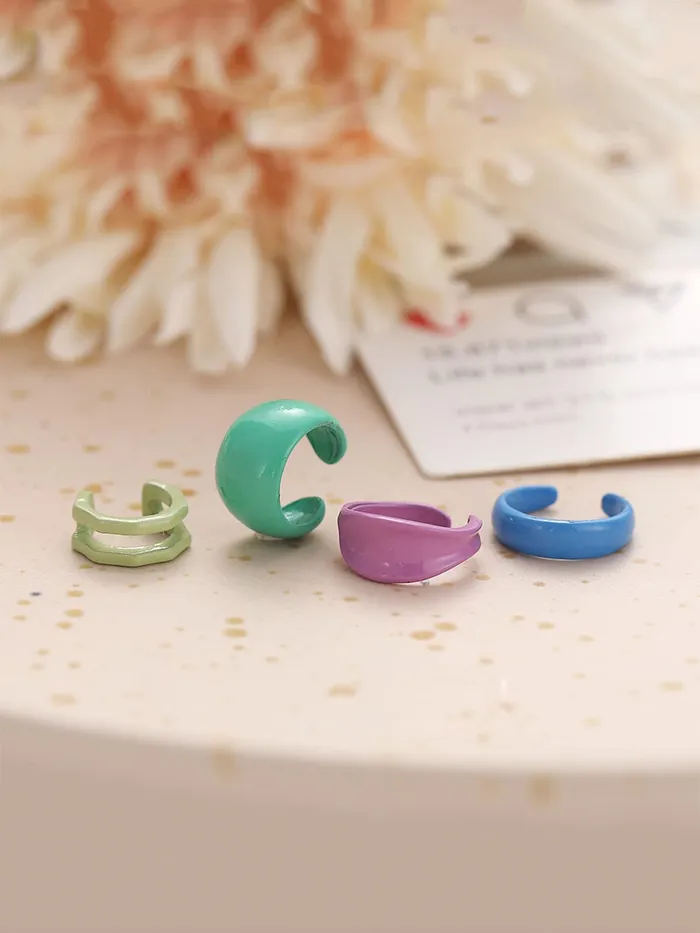 Yellow Chimes Earrings for Women and Girls Earlobe Hoops Multicolor 4pcs Combo of Earlobe Hoop Earrings Birthday Gift for girls and women Anniversary Gift for Wife Yellow Chimes Rings