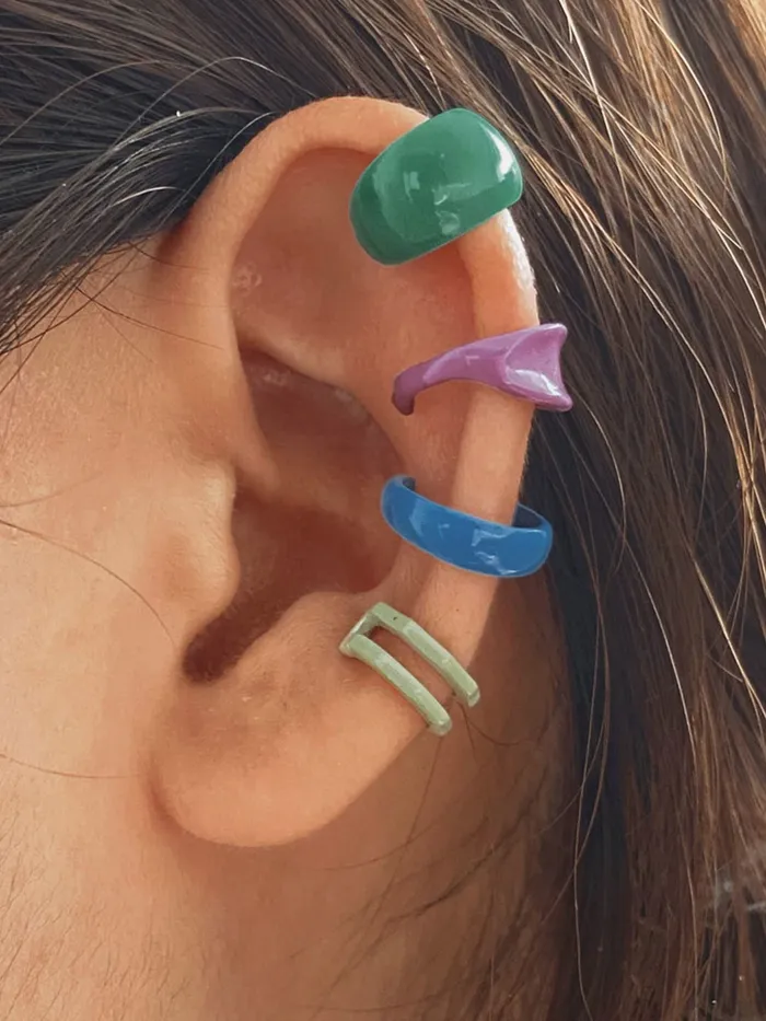 Yellow Chimes Earrings for Women and Girls Earlobe Hoops Multicolor 4pcs Combo of Earlobe Hoop Earrings Birthday Gift for girls and women Anniversary Gift for Wife Yellow Chimes Rings
