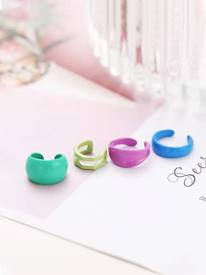 Yellow Chimes Earrings for Women and Girls Earlobe Hoops Multicolor 4pcs Combo of Earlobe Hoop Earrings Birthday Gift for girls and women Anniversary Gift for Wife Yellow Chimes Rings