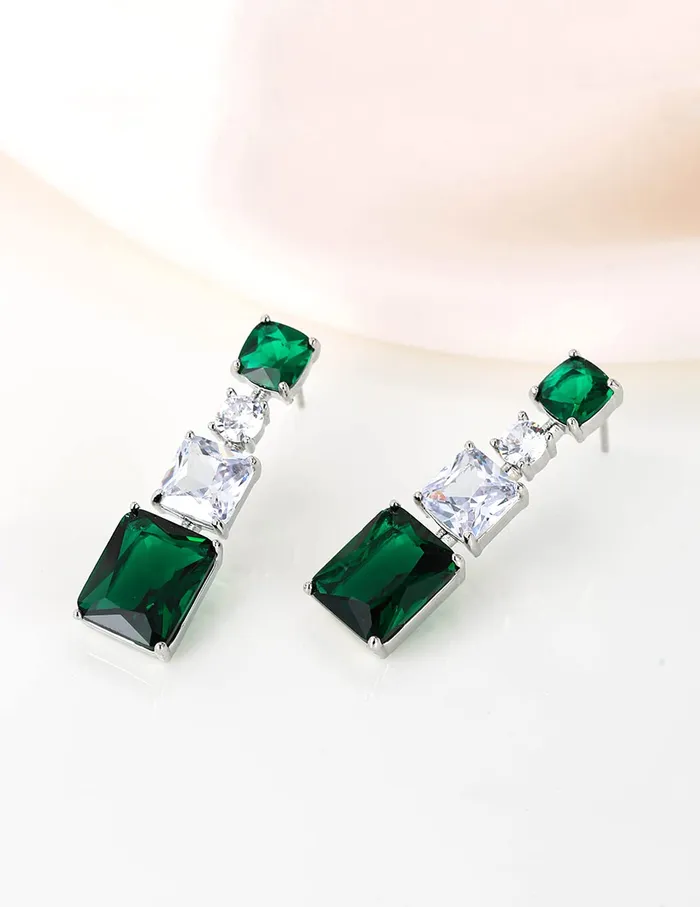Yellow Chimes Earrings for Women and Girls Green Crystal Drop Earrings Silver Toned Crystal Green Drop Earrings for women Birthday Gift for girls and women Anniversary Gift for Wife Yellow Chimes Necklaces