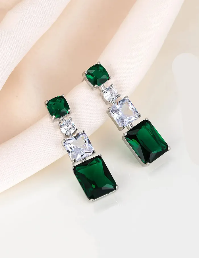 Yellow Chimes Earrings for Women and Girls Green Crystal Drop Earrings Silver Toned Crystal Green Drop Earrings for women Birthday Gift for girls and women Anniversary Gift for Wife Yellow Chimes Necklaces