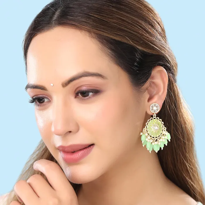 Yellow Chimes Earrings for Women and Girls Kundan Jhumka Gold Plated Kundan Studded Jhumka Earrings Birthday Gift for girls and women Anniversary Gift for Wife Yellow Chimes Necklaces