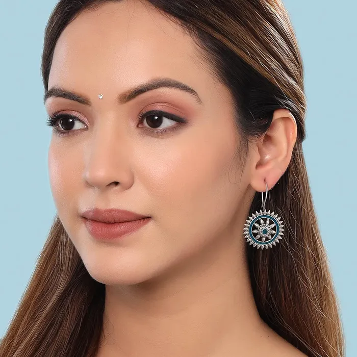 Yellow Chimes Earrings for Women and Girls Meenakari Drop Earrings Silver Tone Blue Meenakari Drop Earrings Birthday Gift for girls and women Anniversary Gift for Wife Yellow Chimes Earrings