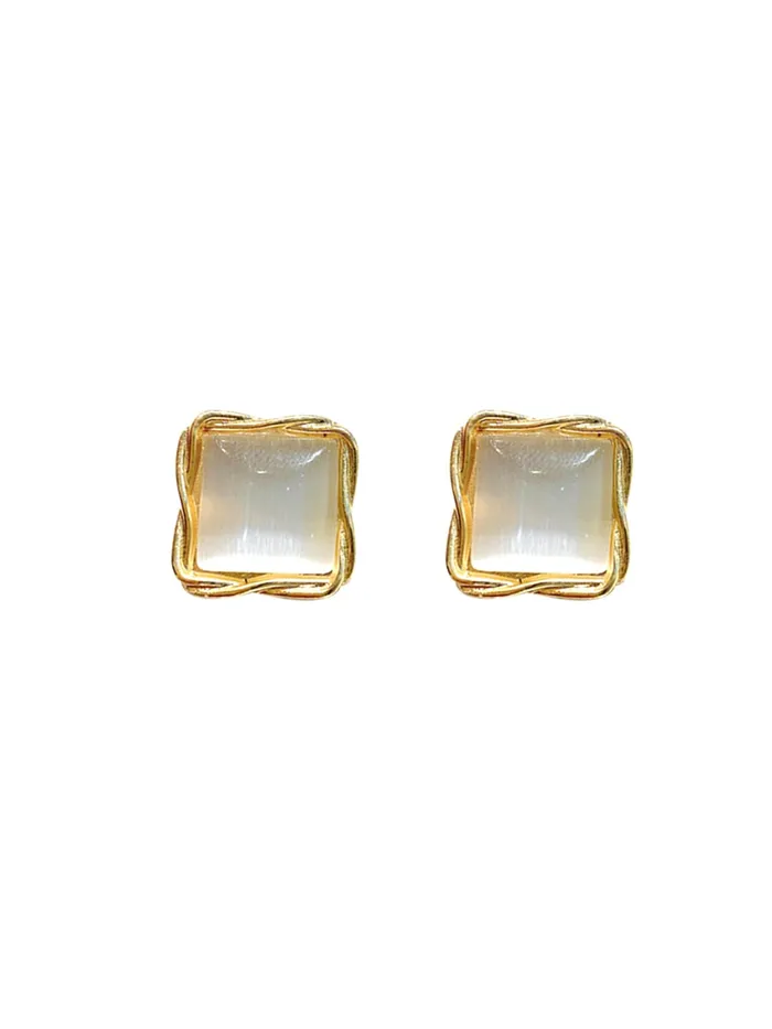 Yellow Chimes Earrings for Women and Girls Studs for Girls Gold Tone Square Opal Stud Earrings Birthday Gift for girls and women Anniversary Gift for Wife Yellow Chimes Necklaces