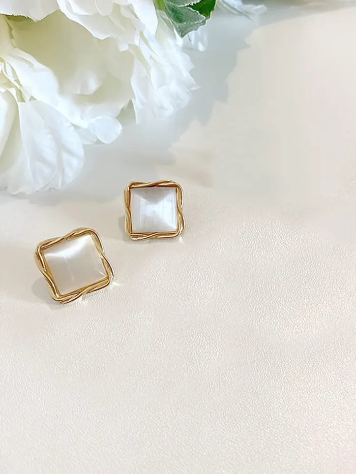 Yellow Chimes Earrings for Women and Girls Studs for Girls Gold Tone Square Opal Stud Earrings Birthday Gift for girls and women Anniversary Gift for Wife Yellow Chimes Necklaces