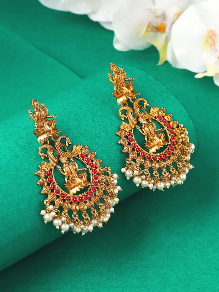 Yellow Chimes Earrings for Women and Girls Traditional Chandbali Earrings Gold Plated Beads Drop Temple Earrings Birthday Gift for girls and women Anniversary Gift for Wife Style 5 Yellow Chimes Necklaces