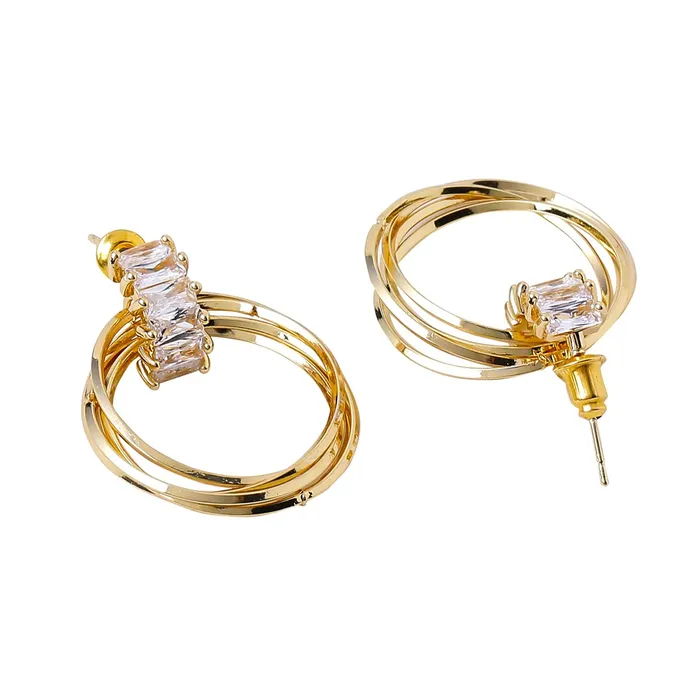 Yellow Chimes Earrings For Women Gold Tone Layered Round Shaped Crystal Stud Drop Earrings For Women and Girls Yellow Chimes Bracelets