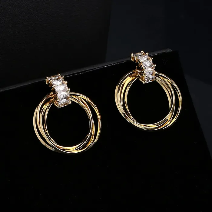 Yellow Chimes Earrings For Women Gold Tone Layered Round Shaped Crystal Stud Drop Earrings For Women and Girls Yellow Chimes Bracelets