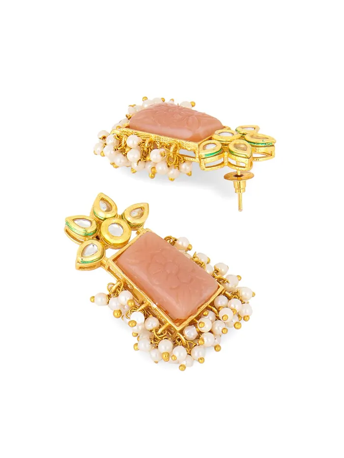 Yellow Chimes Earrings for Women Gold Toned Kundan Crystal Studded Beads Drop Floral Designed Drop Earrings for Women and Girls Yellow Chimes Earrings