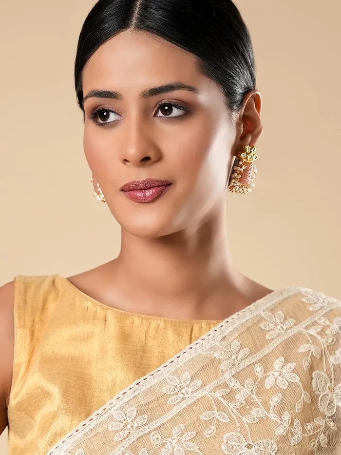 Yellow Chimes Earrings for Women Gold Toned Kundan Crystal Studded Beads Drop Floral Designed Drop Earrings for Women and Girls Yellow Chimes Earrings