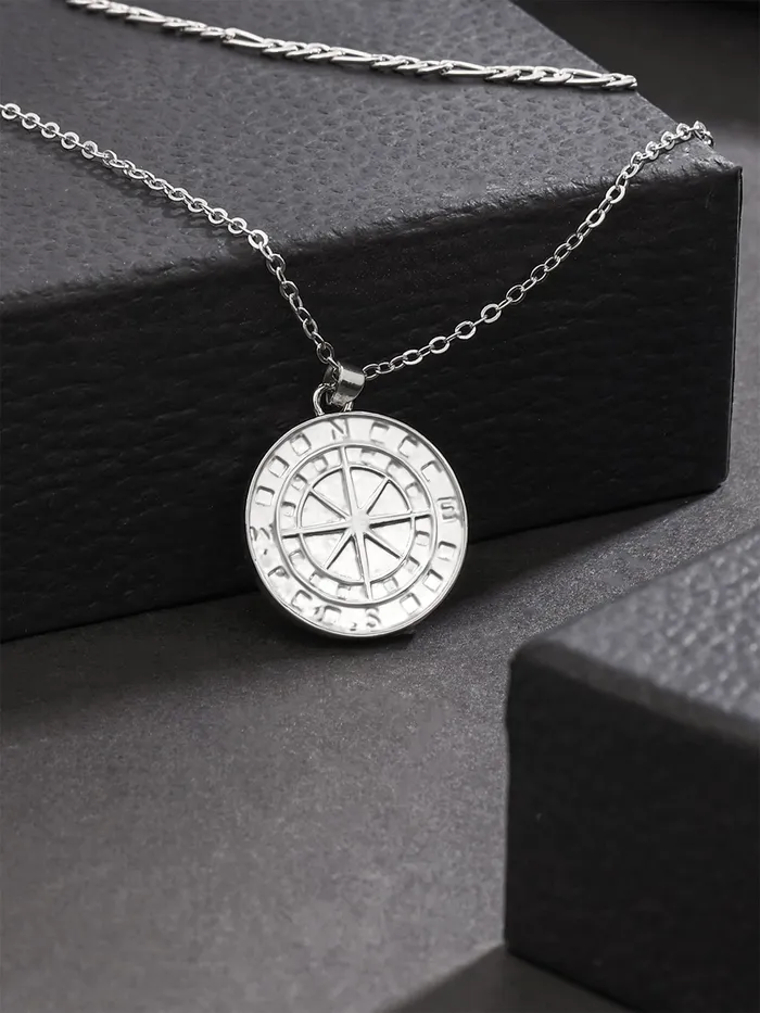 Yellow Chimes Earrings Men Chain Pendant Silver Stainless Steel Neck Chain Rhodium Plated 515cm