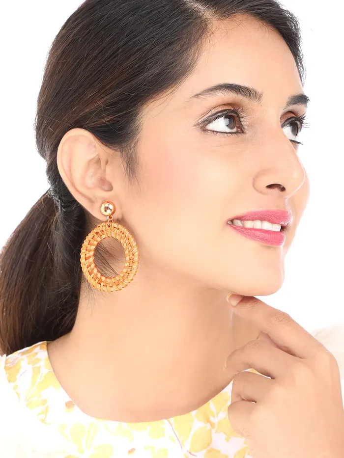 Yellow Chimes Earrings Set for Women Combo of 6 Pairs Gold Plated Thread Tassel Stud Hoop Earrings Set for Women and Girls Yellow Chimes Earrings