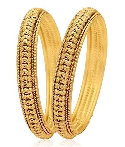 Yellow Chimes Earrings Yellow Chimes 2 PCS Exclusive Broad Hand Crafted Antique designer Traditional Bangles For Women And Girls 28
