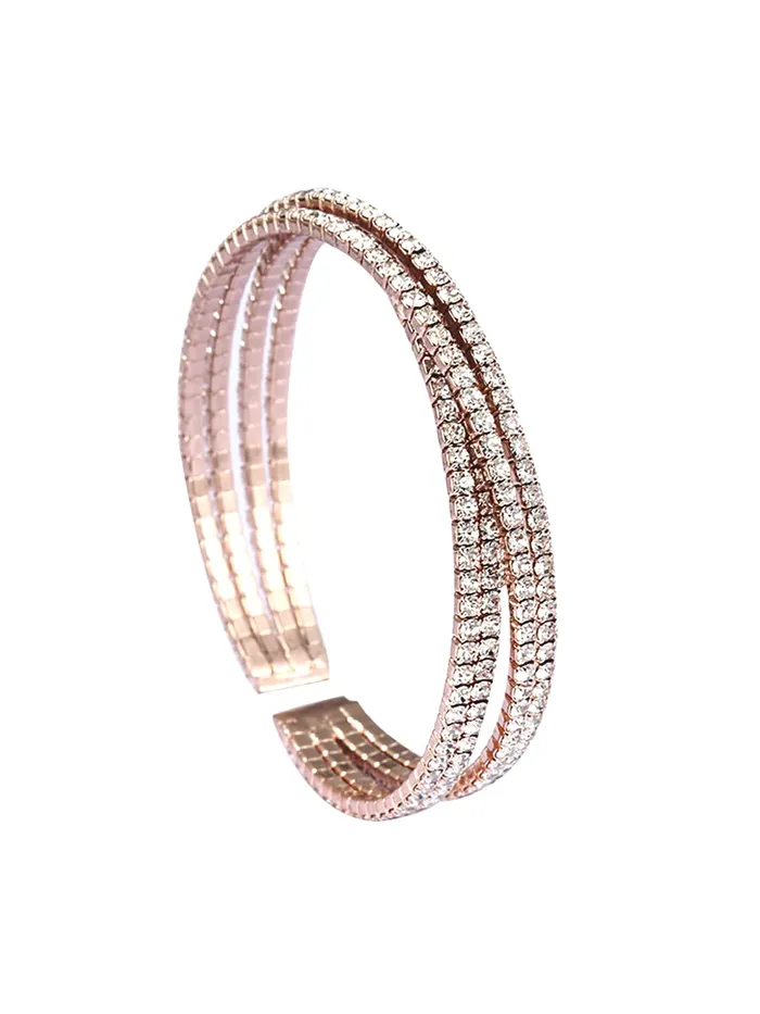 Yellow Chimes Earrings Yellow Chimes Bangles For Women Gold Toned Multilayer Adjustable Crystal Bracelet For Women and Girls