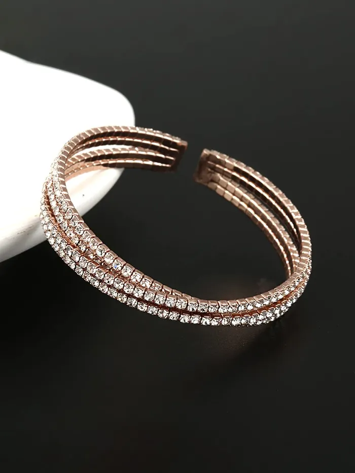 Yellow Chimes Earrings Yellow Chimes Bangles For Women Gold Toned Multilayer Adjustable Crystal Bracelet For Women and Girls