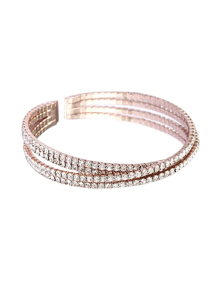 Yellow Chimes Earrings Yellow Chimes Bangles For Women Gold Toned Multilayer Adjustable Crystal Bracelet For Women and Girls
