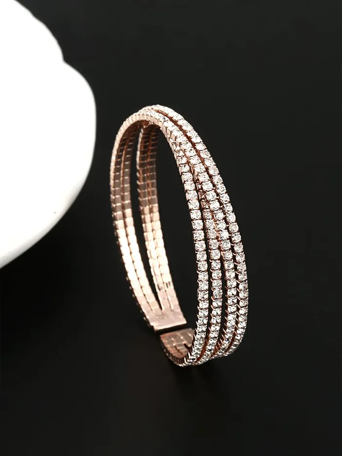 Yellow Chimes Earrings Yellow Chimes Bangles For Women Gold Toned Multilayer Adjustable Crystal Bracelet For Women and Girls