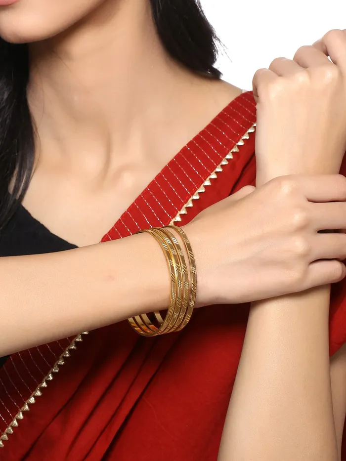 Yellow Chimes Earrings Yellow Chimes Bangles for Women Gold Toned Red Stone Studded Set of 2 Pcs Meenakari Touch Bangles for Women and Girls
