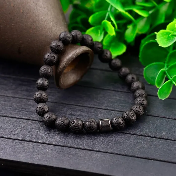 Yellow Chimes Earrings Yellow Chimes Bracelet for Men and Boys 2 Pcs Combo of Black Nylon and Lava Rock Beads Bracelet Birthday Gift for Men and Boys Anniversary Gift for Husband