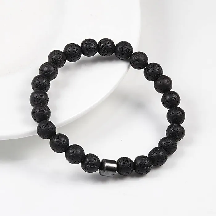 Yellow Chimes Earrings Yellow Chimes Bracelet for Men and Boys 2 Pcs Combo of Black Nylon and Lava Rock Beads Bracelet Birthday Gift for Men and Boys Anniversary Gift for Husband