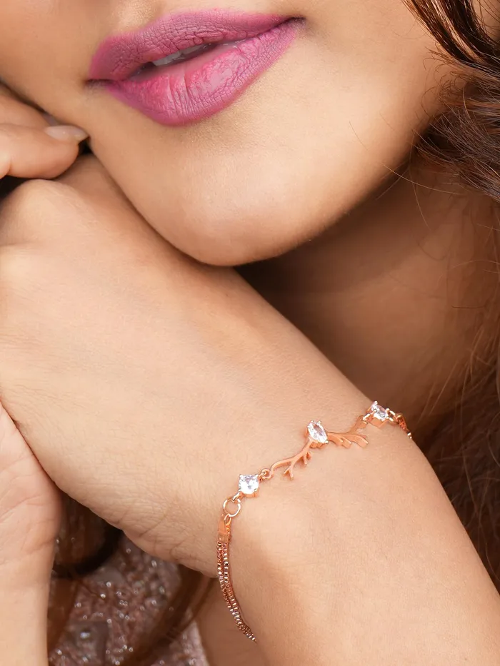 Yellow Chimes Earrings Yellow Chimes Bracelet for Women and Girls Cuff Kadaa Bracelets for Women Valentines Special Love Heart Crystal Rose Gold Plated Bracelet Anniversary Valentine Gift for Wife Girls Design 5