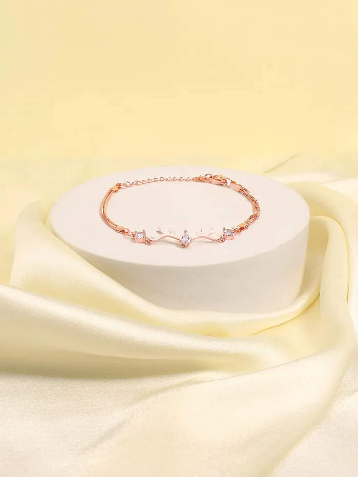 Yellow Chimes Earrings Yellow Chimes Bracelet for Women and Girls Cuff Kadaa Bracelets for Women Valentines Special Love Heart Crystal Rose Gold Plated Bracelet Anniversary Valentine Gift for Wife Girls Design 5