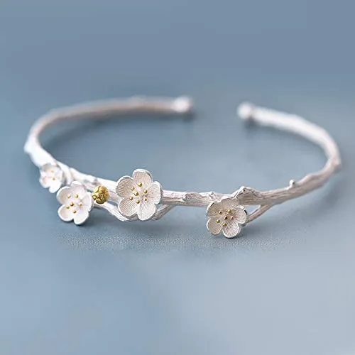 Yellow Chimes Earrings Yellow Chimes Classic Attractive Rose Flower Silver Plated Openable Cuff Bangle Bracelet Women and Girls