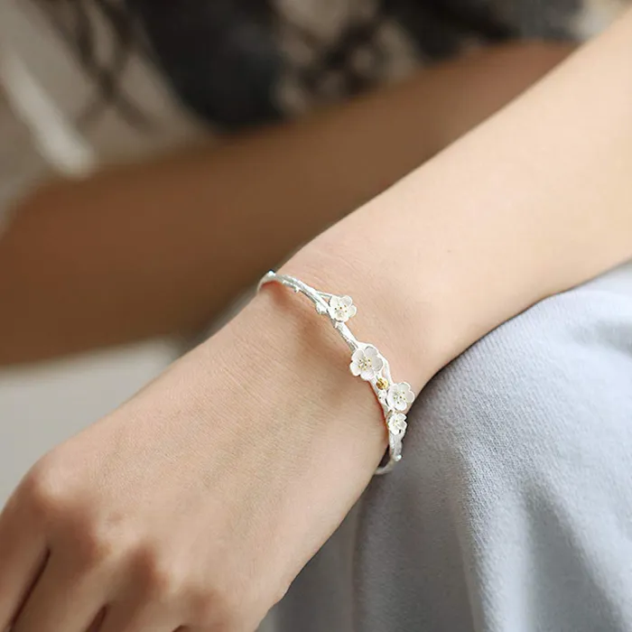 Yellow Chimes Earrings Yellow Chimes Classic Attractive Rose Flower Silver Plated Openable Cuff Bangle Bracelet Women and Girls