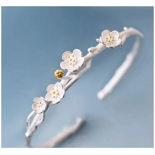 Yellow Chimes Earrings Yellow Chimes Classic Attractive Rose Flower Silver Plated Openable Cuff Bangle Bracelet Women and Girls