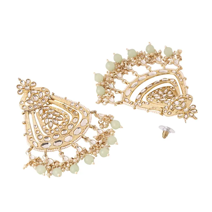 Yellow Chimes Earrings Yellow Chimes Earrings for Women and Girls Chandbali Earrings Gold Toned Kundan Stone Chand Baliyan Earrings Birthday Gift for girls and women Anniversary Gift for Wife