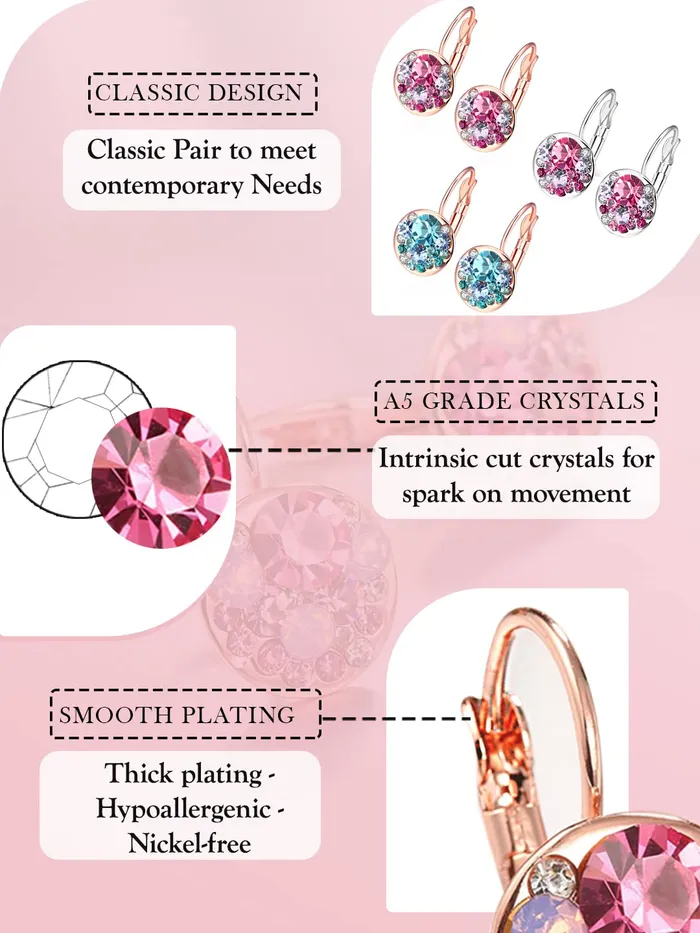 Yellow Chimes Earrings Yellow Chimes Earrings For Women Girls Fashion Blue Crystal Stone Radiant Clip On Drop Earring Elegant Rose Gold Plated Round Shaped Drops Birthday Anniversary Gift