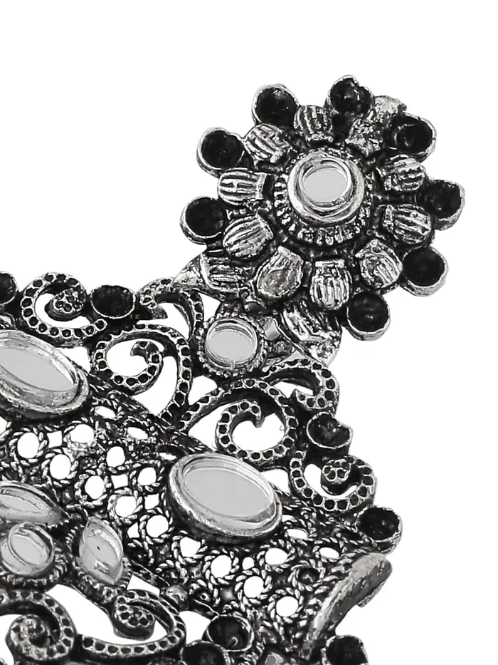 Yellow Chimes Earrings Yellow Chimes Earrings For Women Silver Toned Mirror Studded Chandbali Earrings For Women and Girls